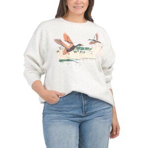 PACIFIC & CO Oatmeal Plus Mallard Duck Crew Neck Sweatshirt
